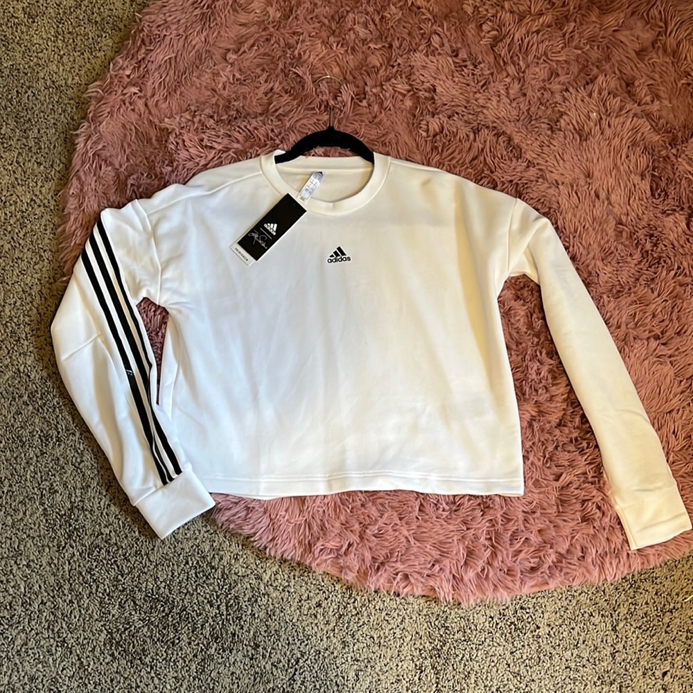 Adidas x zoe saldana white/black cropped sweater - New with tag size small NWT